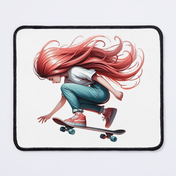 Item preview, Skater Girl with Flowing Red Hair designed and sold by susiecc.