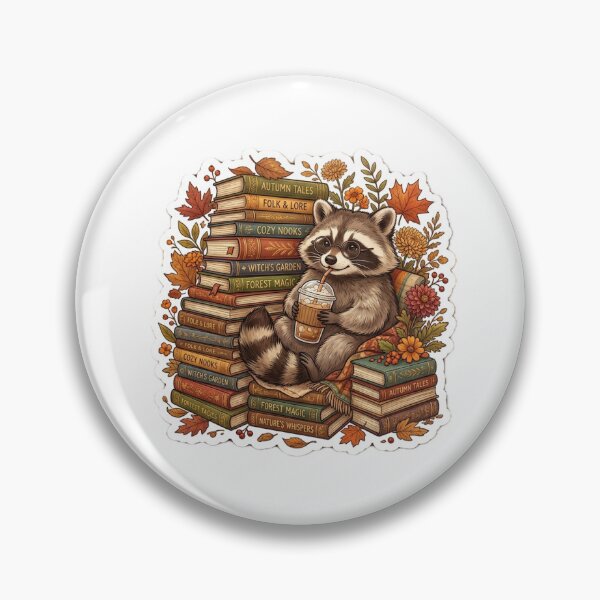 Item preview, Flirty Reading Raccoon - Cottagecore Autumn Aesthetic designed and sold by AidaAviles.