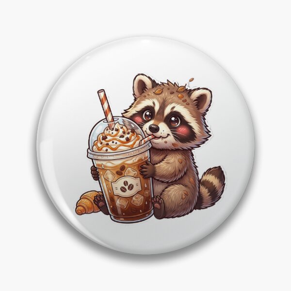 Item preview, Kawaii Raccoon with Giant Iced Coffee - Cute Design designed and sold by AidaAviles.