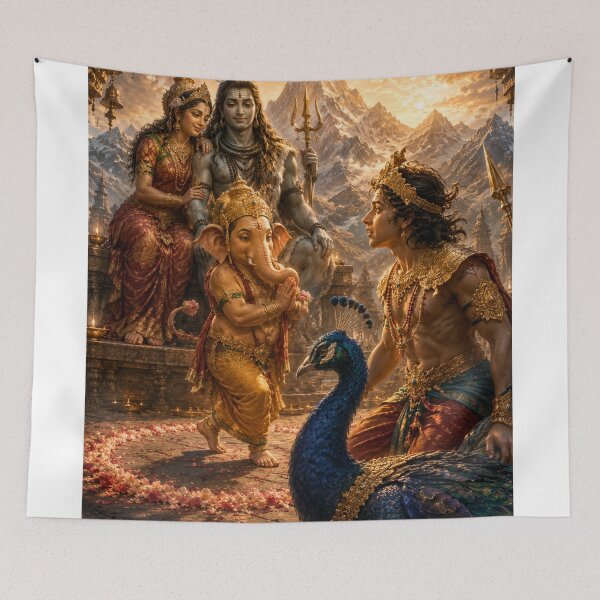 Item preview, Ganesha Wisdom Series: The Sacred Circumambulation | Lord Ganesha Circles Shiva and Parvati | Hindu Spiritual Art designed and sold by Homyar.