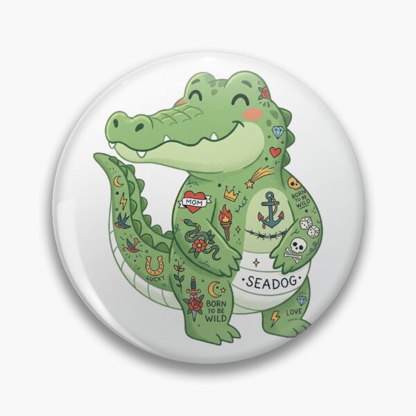 Item preview, Satirical Inked Crocodile Funny Cartoon Tattoo Artist designed and sold by DuckOddity.
