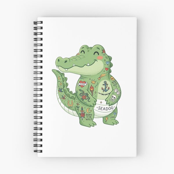 Item preview, Satirical Inked Crocodile Funny Cartoon Tattoo Artist designed and sold by DuckOddity.