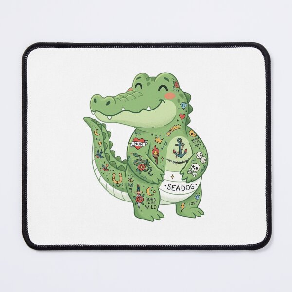 Item preview, Satirical Inked Crocodile Funny Cartoon Tattoo Artist designed and sold by DuckOddity.