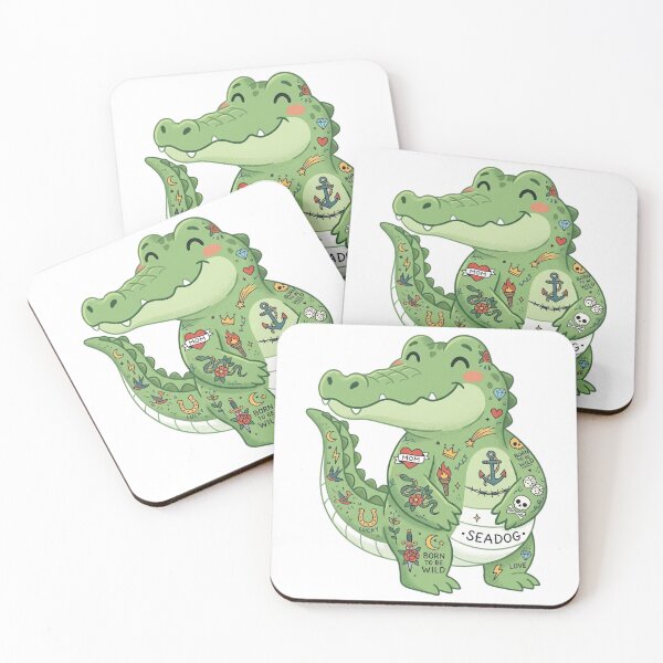 Item preview, Satirical Inked Crocodile Funny Cartoon Tattoo Artist designed and sold by DuckOddity.