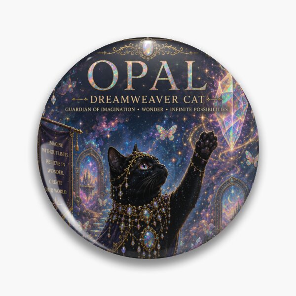 Item preview, Opal Dreamweaver Cat Guardian of Imagination Wonder and Infinite Possibilities Fantasy Black Cat Gemstone Art designed and sold by Mindworx21.