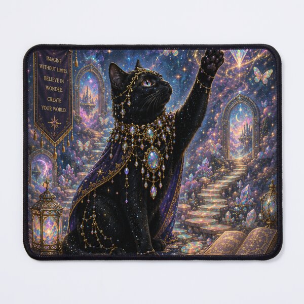 Item preview, Opal Dreamweaver Cat Guardian of Imagination Wonder and Infinite Possibilities Fantasy Black Cat Gemstone Art designed and sold by Mindworx21.
