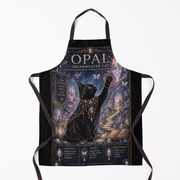 Item preview, Opal Dreamweaver Cat Guardian of Imagination Wonder and Infinite Possibilities Fantasy Black Cat Gemstone Art designed and sold by Mindworx21.