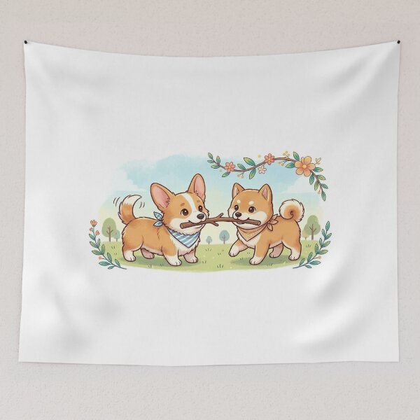 Item preview, Two Dog Playing Woods designed and sold by sharonNelsone.