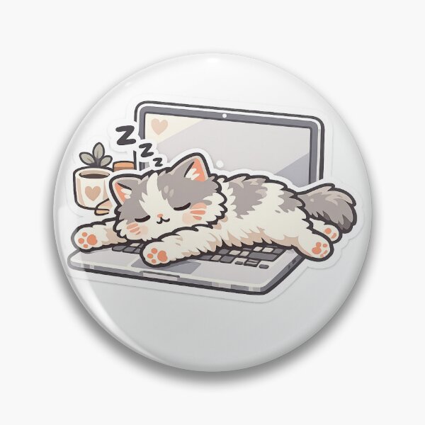 Item preview, Sleeping Cat Laptop Sticker Kawaii Work From Home Aesthetic for Cat Lovers designed and sold by CutePrintCorner.