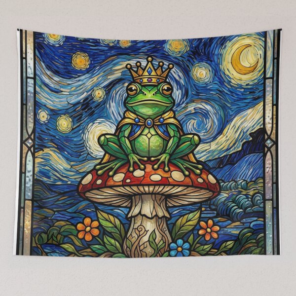 Item preview, Van Gogh Stained Glass Frog Prince on Mushroom designed and sold by crcutler.