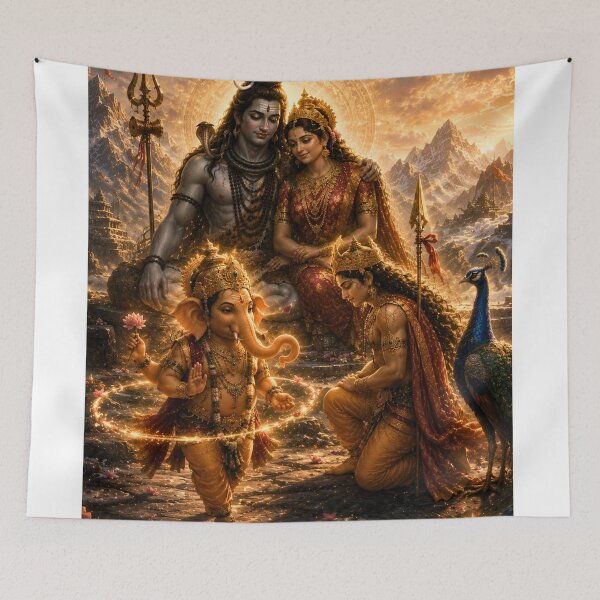 Item preview, Ganesha Wisdom Series: The Realization | When Wisdom Surpassed Speed | Kartikeya and Ganesha Mythology Art designed and sold by Homyar.