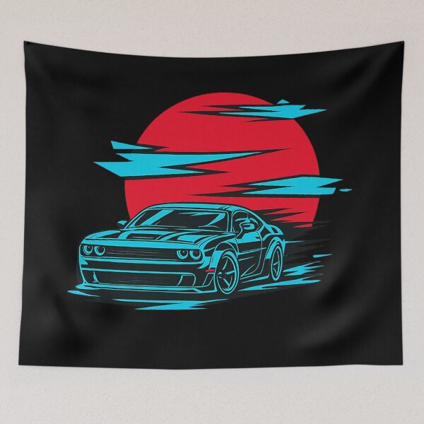 Item preview, Retro American Muscle Car Sunset Neon Street Style Car Guy Design designed and sold by SeriouslyArtistical.