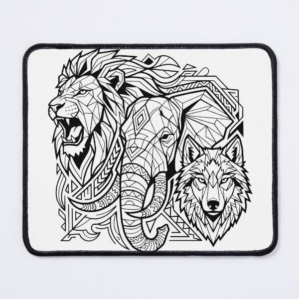 Item preview, Geometric Lion Elephant Wolf Tribal Animal Art designed and sold by maplesoulkiller.