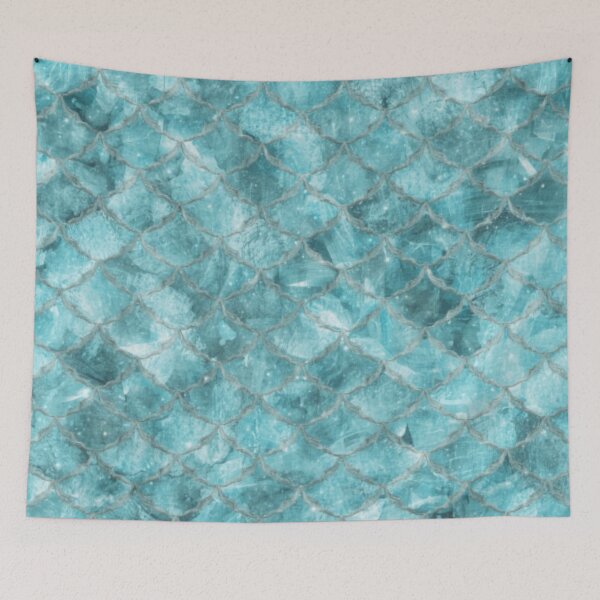 Item preview,  Teal Green Gray Beachy Mermaid Print designed and sold by SeaStarMermaids.