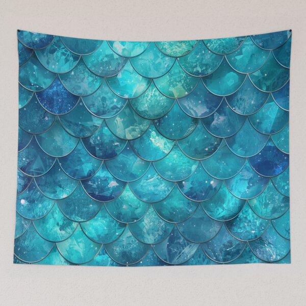 Item preview, Teal Blue Green Shiny Mermaid Print designed and sold by SeaStarMermaids.