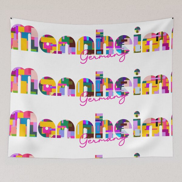 Item preview, Mannheim, Germany, Vibrant Abstract City Typography Art designed and sold by Wanderful-roads.