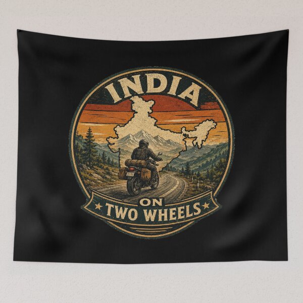 Item preview, India On Two Wheels Motorcycle Road Trip Shirt | Vintage Indian Biker Adventure Travel designed and sold by Globalcitytees.