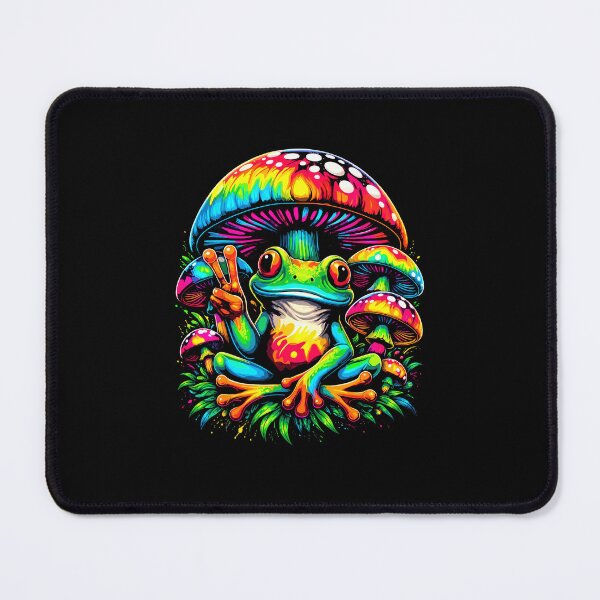 Item preview, Colorful Psychedelic Frog With Neon Mushrooms Trippy Art Design designed and sold by MiALopezArt.