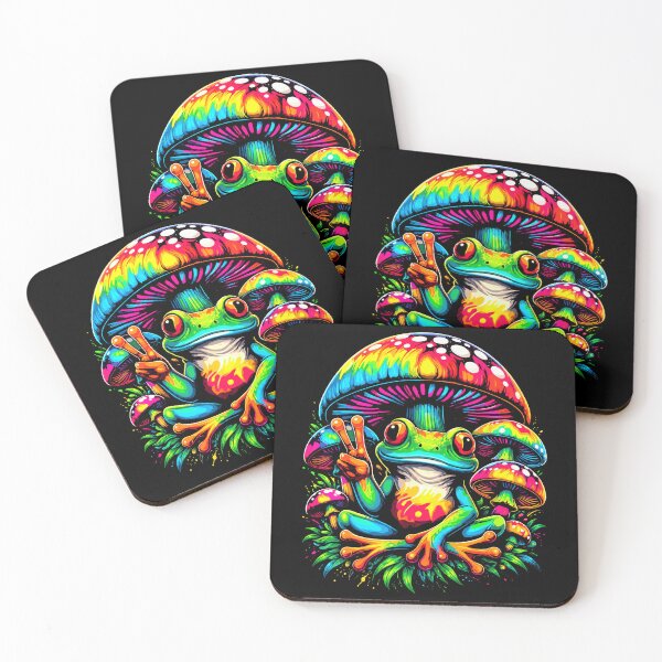 Item preview, Colorful Psychedelic Frog With Neon Mushrooms Trippy Art Design designed and sold by MiALopezArt.