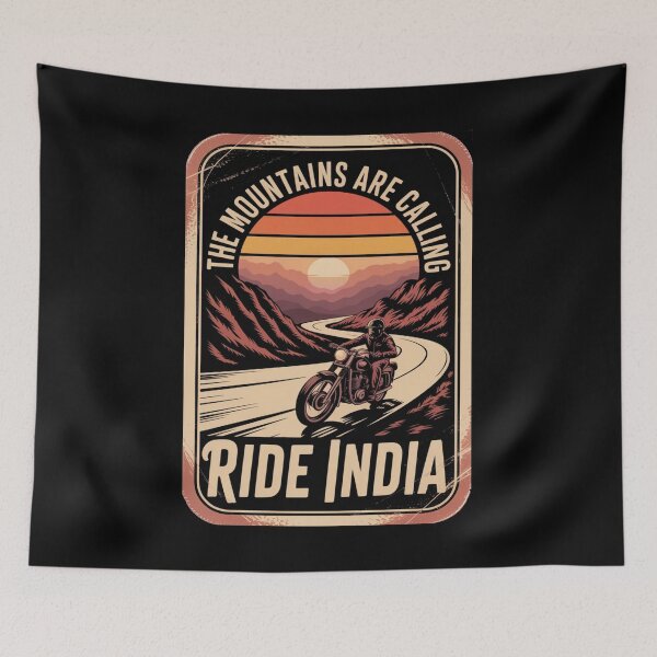 Item preview, The Mountains Are Calling Ride India Motorcycle Shirt | Vintage Himalayan Road Trip Biker  designed and sold by Globalcitytees.