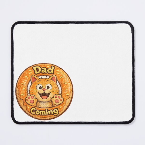 Item preview, Excited Orange Cat "Dad Coming" Welcome Home Badge designed and sold by Arbacus.