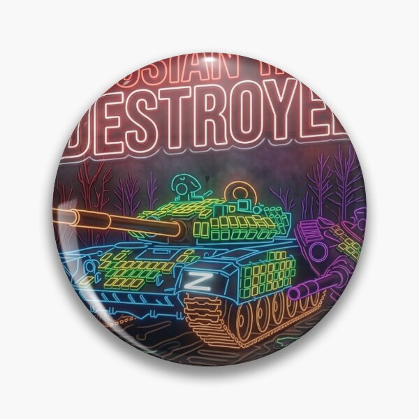 Item preview, Minimalist Neon Russian Tank Destroyed Art designed and sold by PowerArtUa.