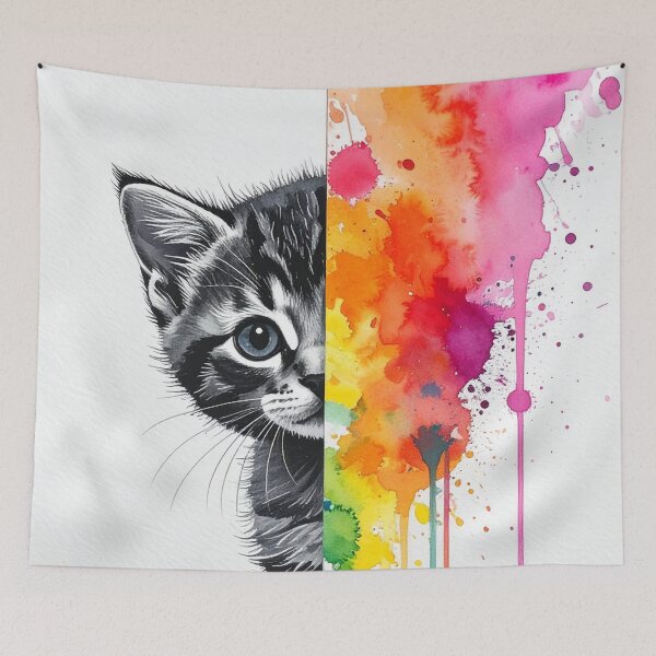 Item preview, Colorful Watercolor Splash Cute Kitten Artwork designed and sold by Kavin786.