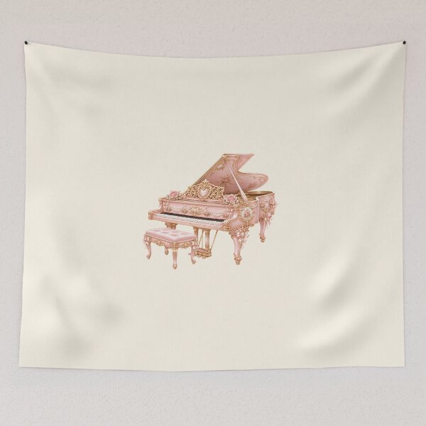Item preview, Enchanted Coquette Grand Piano with Pink Roses, Pearl Garlands, Satin Bows and Romantic Rococo Fantasy Aesthetic designed and sold by looplandger.