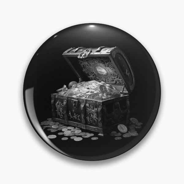Item preview, Open Treasure Chest Black and White Pirate Gold Art designed and sold by inkoutninja.