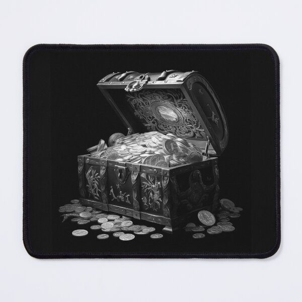 Item preview, Open Treasure Chest Black and White Pirate Gold Art designed and sold by inkoutninja.