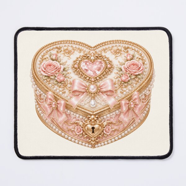 Item preview, Elegant Coquette Heart Jewelry Box with Pink Roses, Pearls, Satin Bows and Romantic Rococo Aesthetic designed and sold by looplandger.