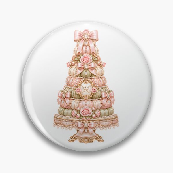 Item preview, Elegant Coquette Macaron Tower with Pink Roses, Pearls, Satin Bows and French Parisian Dessert Aesthetic designed and sold by looplandger.