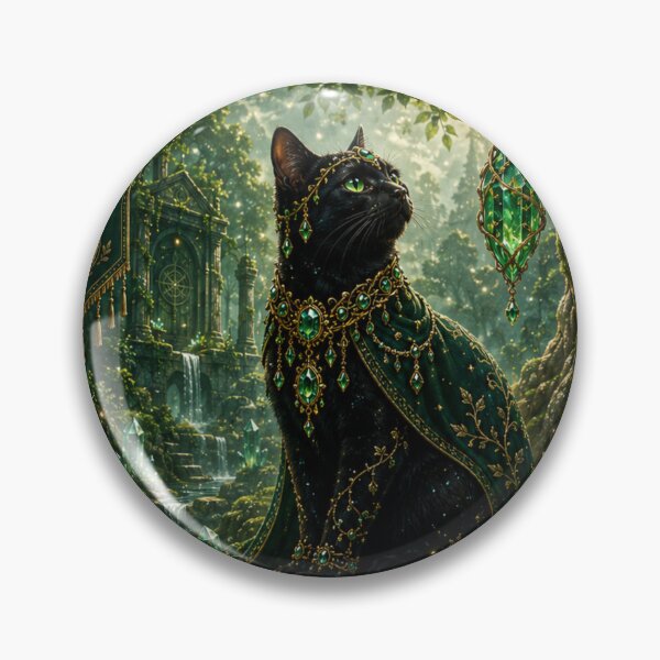 Item preview, Emerald Earth Keeper Cat Guardian of Growth Abundance and Living Earth Fantasy Black Cat Gemstone Art designed and sold by Mindworx21.