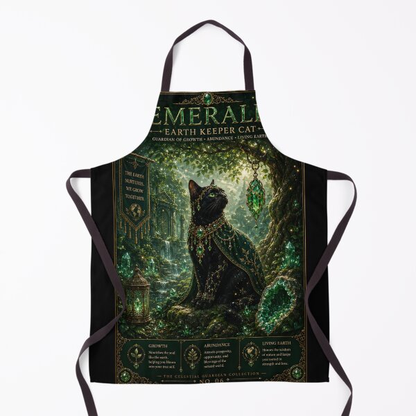 Item preview, Emerald Earth Keeper Cat Guardian of Growth Abundance and Living Earth Fantasy Black Cat Gemstone Art designed and sold by Mindworx21.