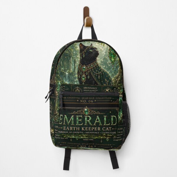 Item preview, Emerald Earth Keeper Cat Guardian of Growth Abundance and Living Earth Fantasy Black Cat Gemstone Art designed and sold by Mindworx21.