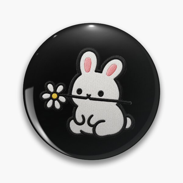 Item preview, Cute Bunny Holding a Flower Embroidery Patch designed and sold by ColorSplash123.