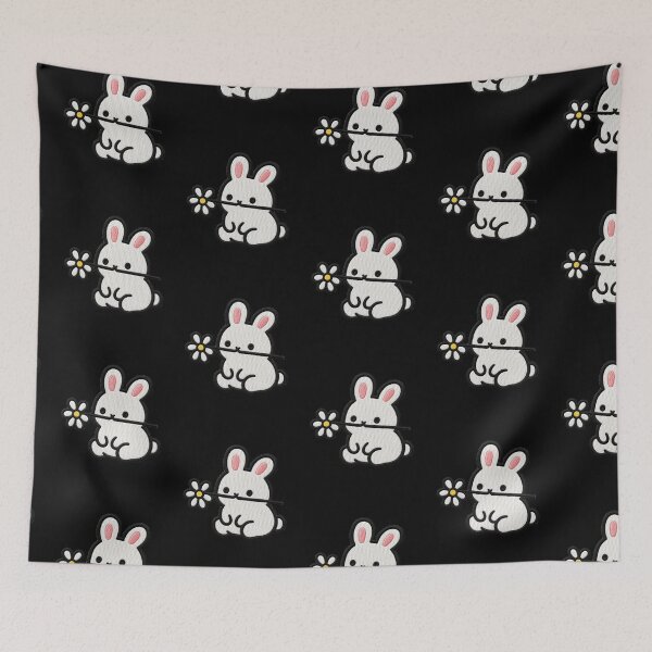 Item preview, Cute Bunny Holding a Flower Embroidery Patch designed and sold by ColorSplash123.