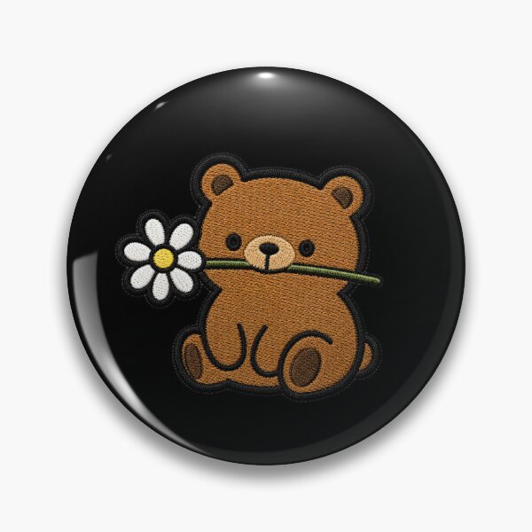 Item preview, Cute Bear Holding a Flower Embroidery Patch designed and sold by ColorSplash123.