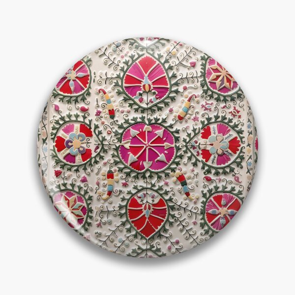 Item preview, Vintage Uzbekistan Suzani Floral Pattern designed and sold by Vicky Brago-Mitchell®.