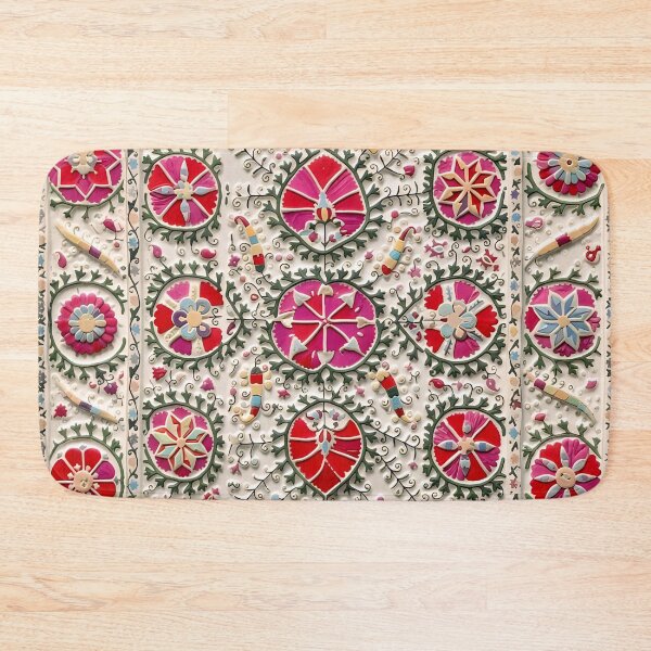 Item preview, Vintage Uzbekistan Suzani Floral Pattern designed and sold by Vicky Brago-Mitchell®.