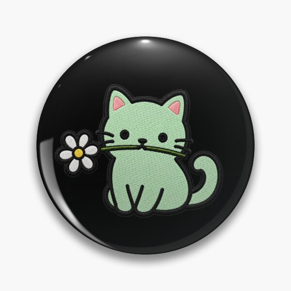 Item preview, Cute Cat Holding a Flower Embroidery Patch designed and sold by ColorSplash123.