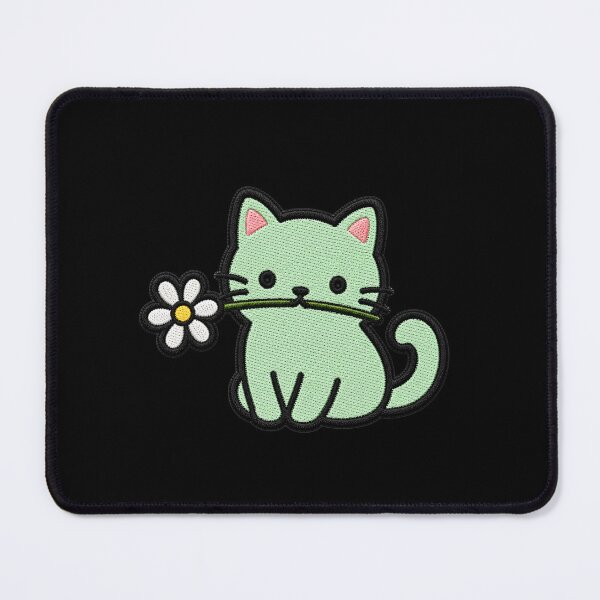 Item preview, Cute Cat Holding a Flower Embroidery Patch designed and sold by ColorSplash123.