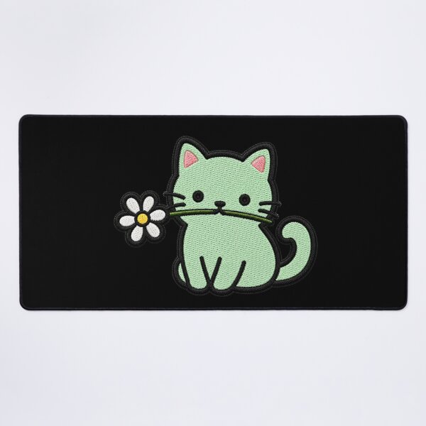 Item preview, Cute Cat Holding a Flower Embroidery Patch designed and sold by ColorSplash123.