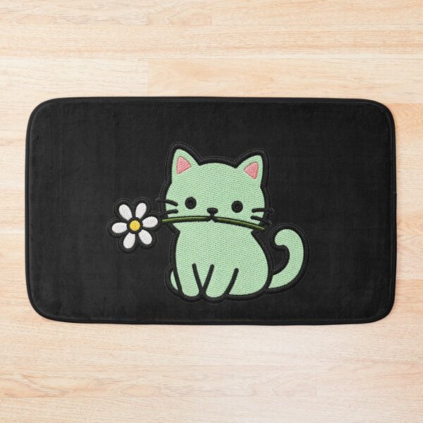 Item preview, Cute Cat Holding a Flower Embroidery Patch designed and sold by ColorSplash123.