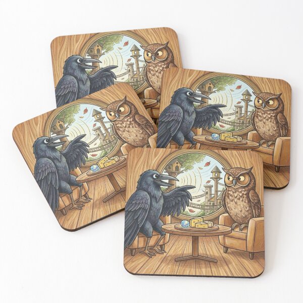Item preview, Treehouse Council Woodland Birds Whimsical Illustration designed and sold by KabronX.