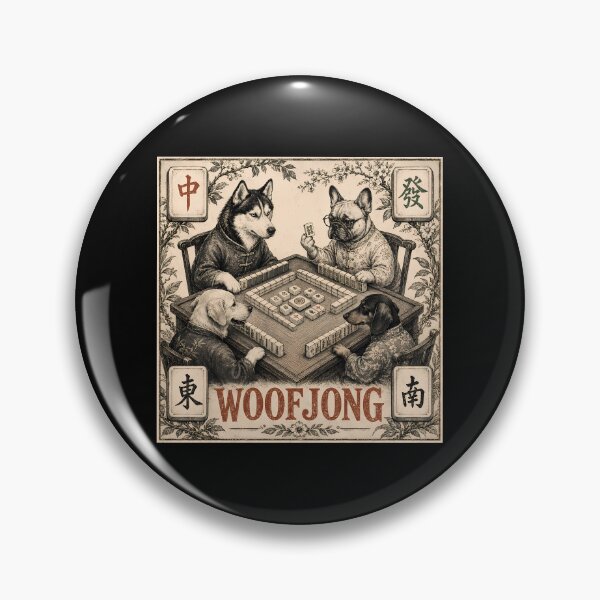 Item preview, WOOFJONG - Dogs Playing Mahjong designed and sold by Funny Vintage Stickers And T-Shirts.