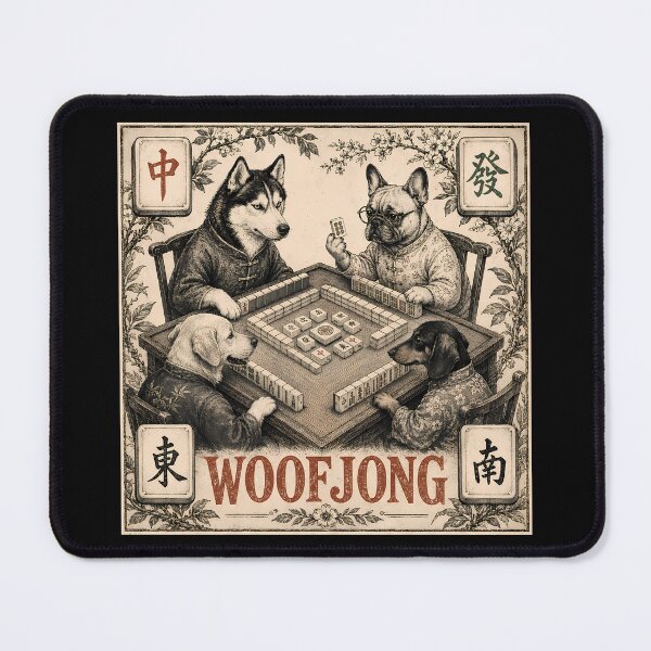 Item preview, WOOFJONG - Dogs Playing Mahjong designed and sold by Funny Vintage Stickers And T-Shirts.