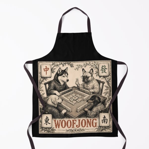 Item preview, WOOFJONG - Dogs Playing Mahjong designed and sold by Funny Vintage Stickers And T-Shirts.