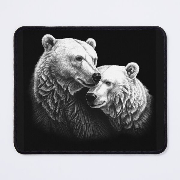 Item preview, Black and White Bear Pair Wildlife Art designed and sold by inkoutninja.