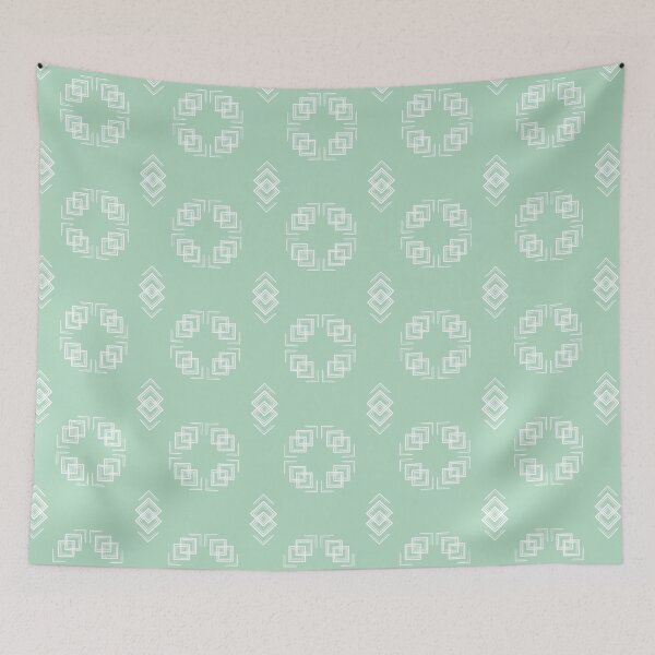 Item preview, Geometric square mandala seamless pattern on mint green background. designed and sold by AjjimaJKM.